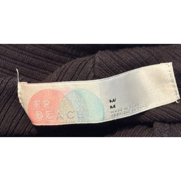 Not For Sale Free People Beach Sweater Women Medium Black Oversized Ribbed Drop - Picture 6 of 9